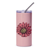 Pink Daisy Tumbler, Floral Design Tumbler, Flower Tumbler, Botanical Tumbler, Drinkware Tumbler, Nature Lover Gift Tumbler - Tawshia